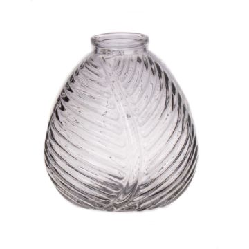 Bouteille en verre NELLOMIO avec structure de feuille, transparent, 13cm, Ø12cm