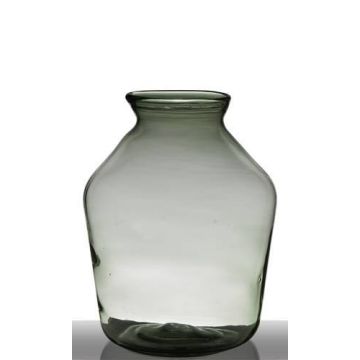 Vase en verre recyclé QUINN EARTH, transparent-vert, 37,5cm, Ø29cm