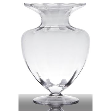 Vase amphore en verre KENDRA sur pied, transparent, 42cm, Ø32cm