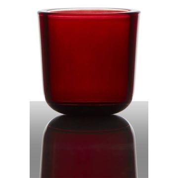 Bougeoir en verre NICK, rouge foncé, 7,5cm, Ø7,5cm