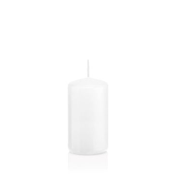 Bougie pilier MAEVA, blanc, 12cm, Ø6cm, 40h - Made in Germany