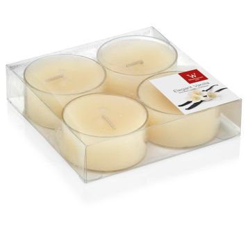 Bougies à réchaud ASTRID avec parfum, Elegant Vanilla, 4 pièces, crème, 1,9cm, Ø5,7cm, 8h