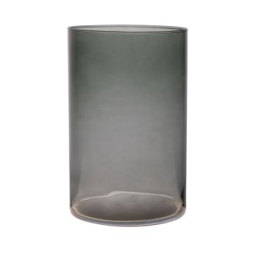 Vase cylindrique en verre SANYA EARTH, gris foncé-transparent, 21cm, Ø14cm