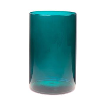 Vase cylindrique en verre SANYA EARTH, bleu cyan-transparent, 21cm, Ø14cm