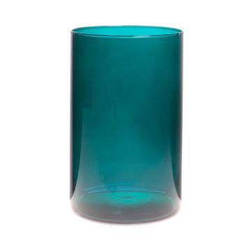 Vase cylindrique en verre SANYA EARTH, bleu cyan-transparent, 25cm, Ø18cm