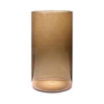 Vase cylindrique en verre SANYA EARTH, brun-transparent, 30cm, Ø16cm