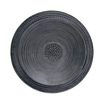 Assiette ronde SOLANYI en métal, à motifs, noir, Ø55cm