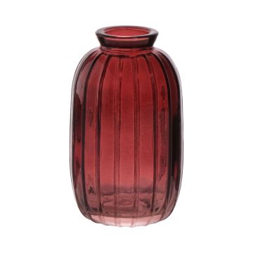 Bouteille SILVINA en verre, rainures, brun rouge-transparent, 11,8cm, Ø7cm