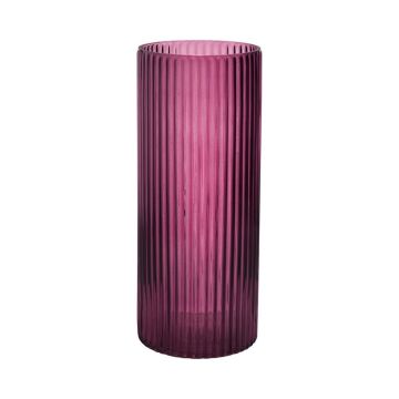 Vase en verre moderne SORCHA avec rainures, baie-transparent, 30cm, Ø12,5cm