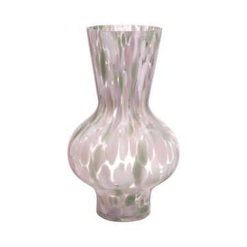 Vase en verre sphérique RUSSELL, motif léopard, lilas-menthe-transparent, 30cm, Ø18cm