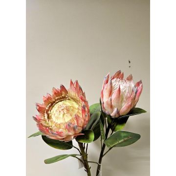 Branche fleurie décorative Protée royale TANIEKA, rose-blanc, 65cm