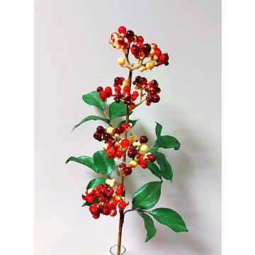 Branche de baies de sureau artificielle CHATANGA avec des fruits, rouge-crème, 60cm