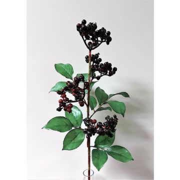 Branche de baies de sureau artificielle CHATANGA avec des fruits, rouge bourgogne-noir, 60cm