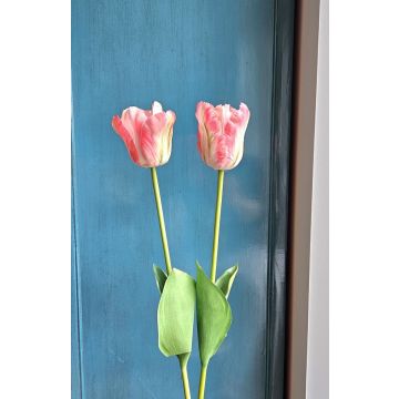 Fleur en plastique Tulipe perroquet PETSCHORA, rose-crème, 65cm