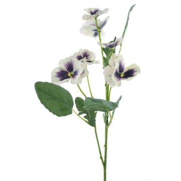 Branche décorative Pensée SIREL, crème-violet, 65cm