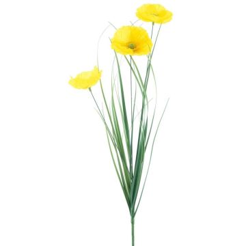 Graminée artificielle Coquelicot RESNA sur piquet, jaune, 50cm