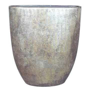 Vase à fleurs en céramique AGAPE ovale avec veinure, or, 51x17x57cm