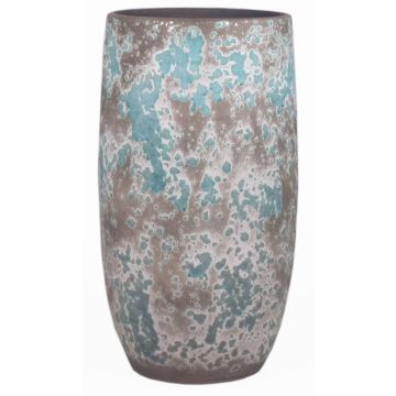 Vase à fleurs en céramique TSCHIL, rustique, dégradé, marron-vert, 45cm, Ø20cm