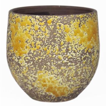 Cache-pot en céramique TSCHIL, rustique, dégradé, jaune ocre-marron, 13cm, Ø14cm