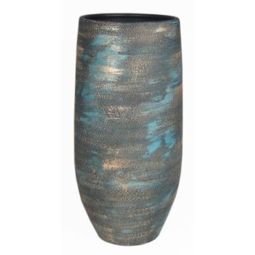 Vase en céramique AETIOS, dégradé, bleu-or, 45cm, Ø20cm