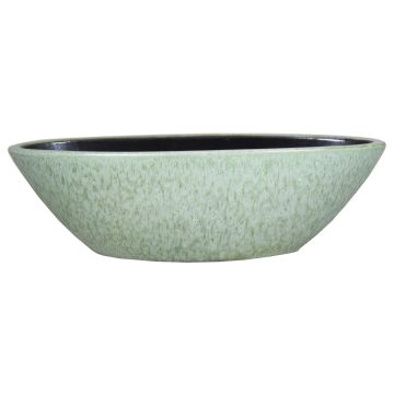 Coupe décorative bateau en céramique ELIEL, moucheté, vert menthe-blanc, 40x15x12cm