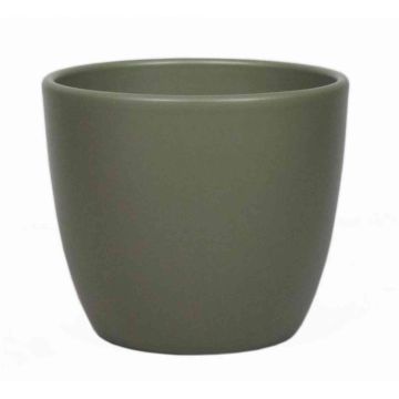 Pot pour plantes en céramique TEHERAN BASAR, vert olive mat, 17cm, Ø19,5cm