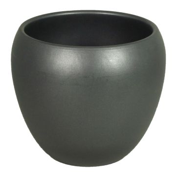 Cache-pot URMIA BASAR en céramique, anthracite mat, 24cm, Ø27cm