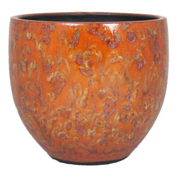 Cache-pot en céramique ELIEL, moucheté, orange-jaune, 13cm, Ø14cm