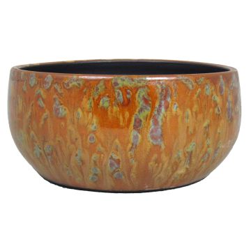 Coupe décorative en céramique ELIEL, moucheté, orange-jaune, 13cm, Ø28cm