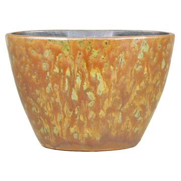 Cache-pot en céramique ovale ELIEL, moucheté, orange-jaune, 32x15x22cm