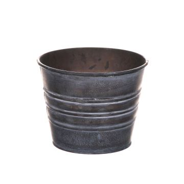 Pot à plantes rond MICOLATO avec rainures, zinc, gris, 9cm, Ø11,5cm