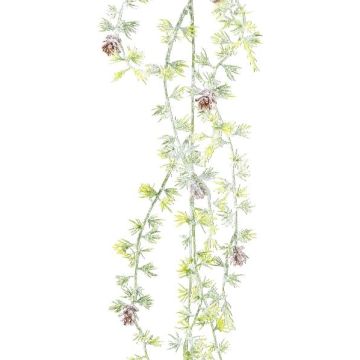 Guirlande de plantes artificielles Mélèze MIBRAN, pommes de pin, vert-blanc, 190cm