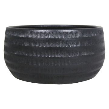 Coupe à fruits en céramique TIAM avec rainures, noir mat, 14cm, Ø29cm