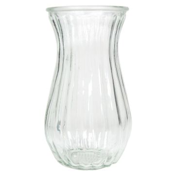 Vase décoratif CAITRIA avec rainures, verre, transparent, 22,5cm, Ø13cm