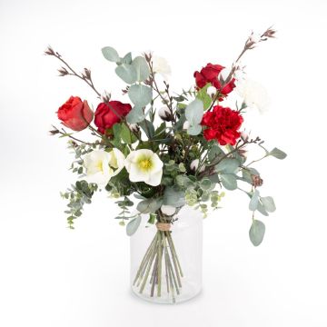 Bouquet d'hiver artificiel FUYUMI, rouge-blanc, 60cm, 40cm