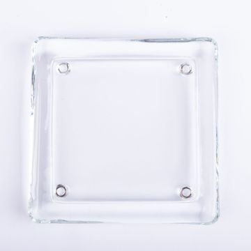 Assiette à bougie angulaire VINCENTIA en verre, transparent, 13,6x13,6cm