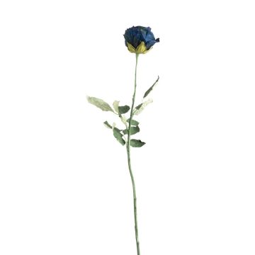 Rose artificielle FREIDA, collection écologique, bleu royal, 65cm, Ø7cm