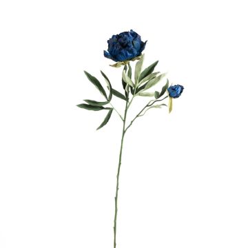 Branche fleurie artificielle Pivoine GALENE, collection écologique, bleu royal, 65cm, Ø10cm