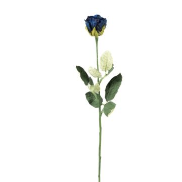 Rose artificielle FREIDA, collection écologique, bleu royal, 60cm, Ø4cm